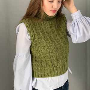 Sweater vest women, Sleeveless sweater, Wool vest, Spring clothing, Merino wool vest, Knit sweater vest, Turtleneck vest, Chunky knit vest