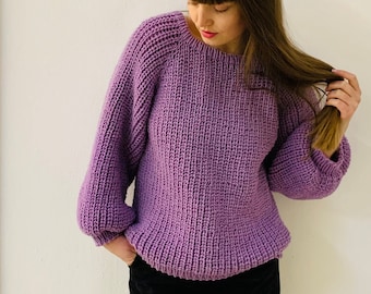 Oversized sweater, Handmade sweater, Chunky warm sweater, Wool sweater, Loose knit sweater, Sweater vest women, 80s sweater vintage