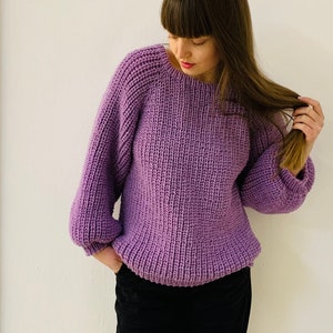 Oversized sweater, Handmade sweater, Chunky warm sweater, Wool sweater, Loose knit sweater, Sweater vest women, 80s sweater vintage