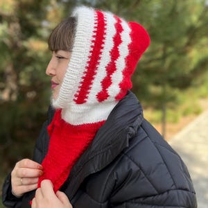 Balaclava hat,Merino wool knitted hood, Balaclava knit, Wool balaclava, Winter hat, Winter cowl hood, Wool hood scarf, In stock