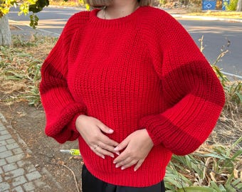 Cable knit sweater, Chunky knit sweater, Loose knit pullover, Sweater women, Handmade sweaters, Merino wool sweater, knit christmas for mom