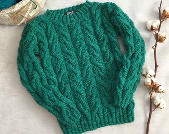 Ugly Christmas sweater, Wool sweater, Oversized sweater, Cable knit sweater, Unisex green  sweater, Chunky sweater