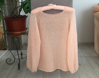 Mohairpullover, Grobstrickpullover, Zopfstrickpullover, Damenpullover, Kuscheliger Winterpullover, Transparenter Mohairpullover, Flauschiger Pullover, Strickwaren