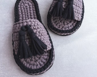 Home slippers man, Mens slippers crochet, House shoes, House slippers, Knitted slippers, Organic shoes for men