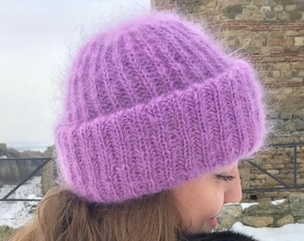 Knit hats women, Mohair hat, Chunky Knit Hat, Slouchy knit hat, Beanie hat, Oversized beanie, Wool slouchy beanie, Fuzzy hat