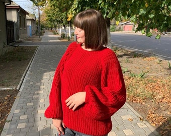 Chunky Knit Wool Sweater: Oversized Cable Knit Pullover