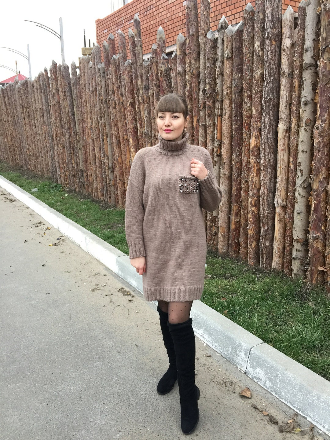 Sweater dress, Turtleneck sweater, Winter dress, Long sleeve dress, Oversized Sweater dress, Sweater dress woman