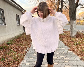 Chunky Knit Merino Wool Turtleneck Sweater: Cozy Cable Knit