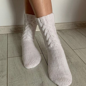 Slipper socks, Wool winter socks, Sheep&#39;s Wool Socks, Knitted slippers, House booties, Patik