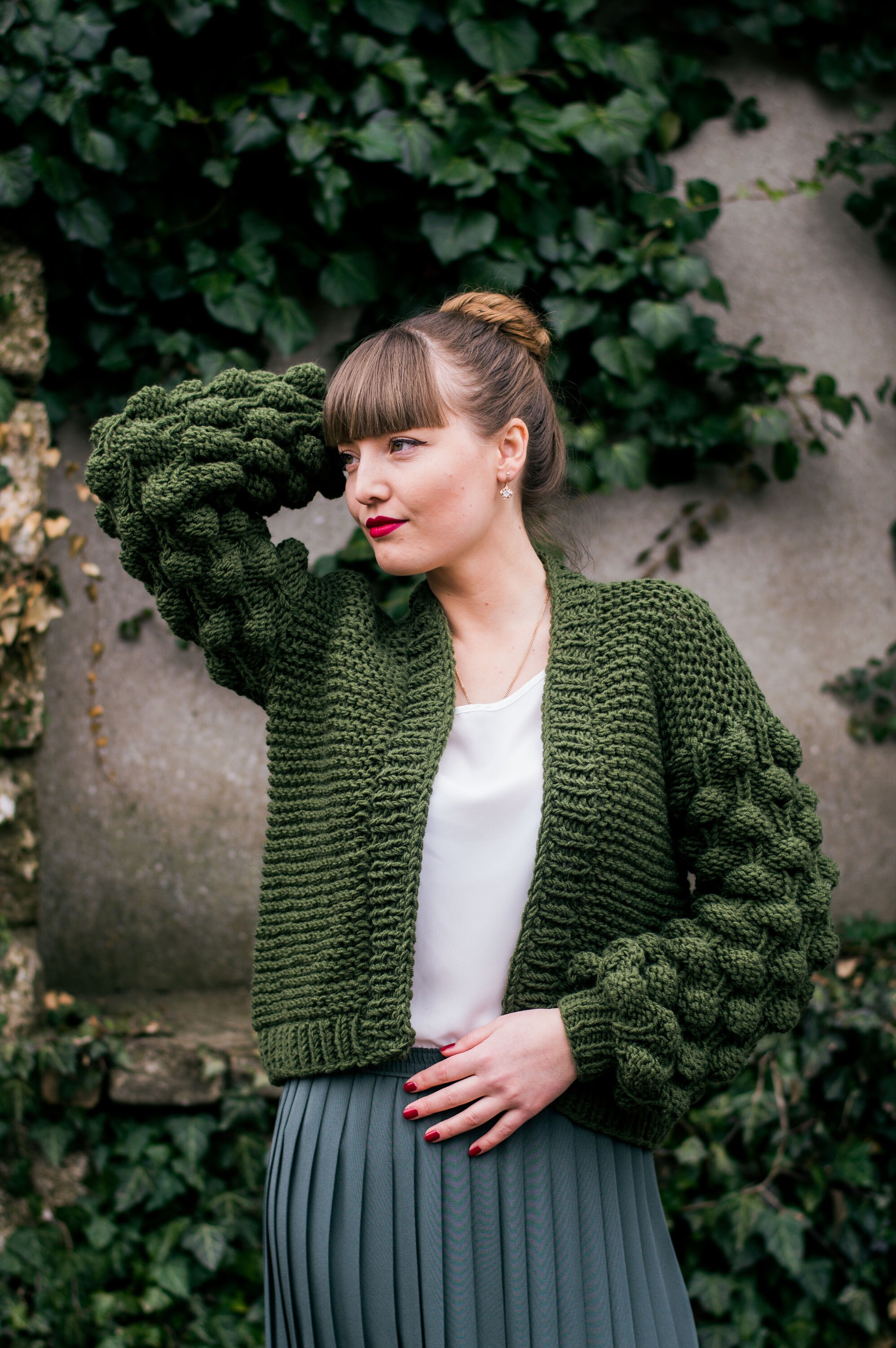 Cable Knit Cardigan, Bubble Cardigan, Oversize Cardigan