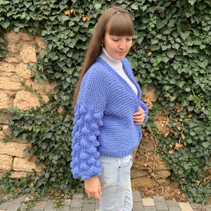 Cable knit cardigan, Oversized cardigan, Knit wool open sweater, Cosy hand knit cardigan, Soft wool cardigan, Women knitwear image 3