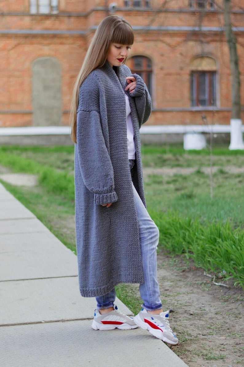 Большой кардиган Длинный вязаный кардиган для женщин - Etsy