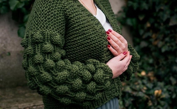 HEVE bubbly 2way cable cardigan