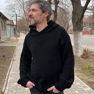 Oversized Pullover Männer, Strickpullover für Männer, Hoodie Pullover Weich, Zopfmuster Strickjacke, Hygge Pullover