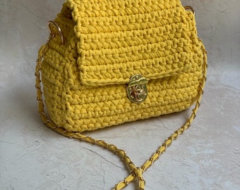 Knit handbag, Knit shoulder bag, Tote bag handmade, Cotton bag lady, Knit bag for women, Summer yarn bag, Crochet Boho Woven