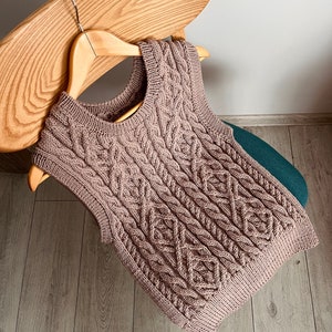 Knit vest women, Sleeveless sweater, Merino wool vest, Cable knit vest women, Knit vest men, Cozy Sleeveless