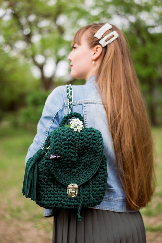 Crochet Backpack, Knit Crossbody Bags, Boho Backpack  display picture 1