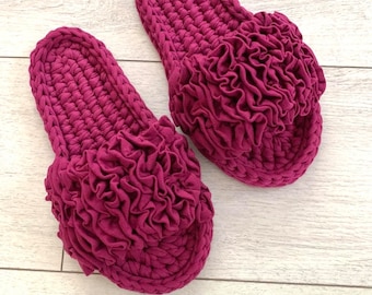 House shoes, Crochet slippers, Slippers with sole, Natural house shoes, Open toe slippers, Cozy house slippers, Bridesmaid slippers