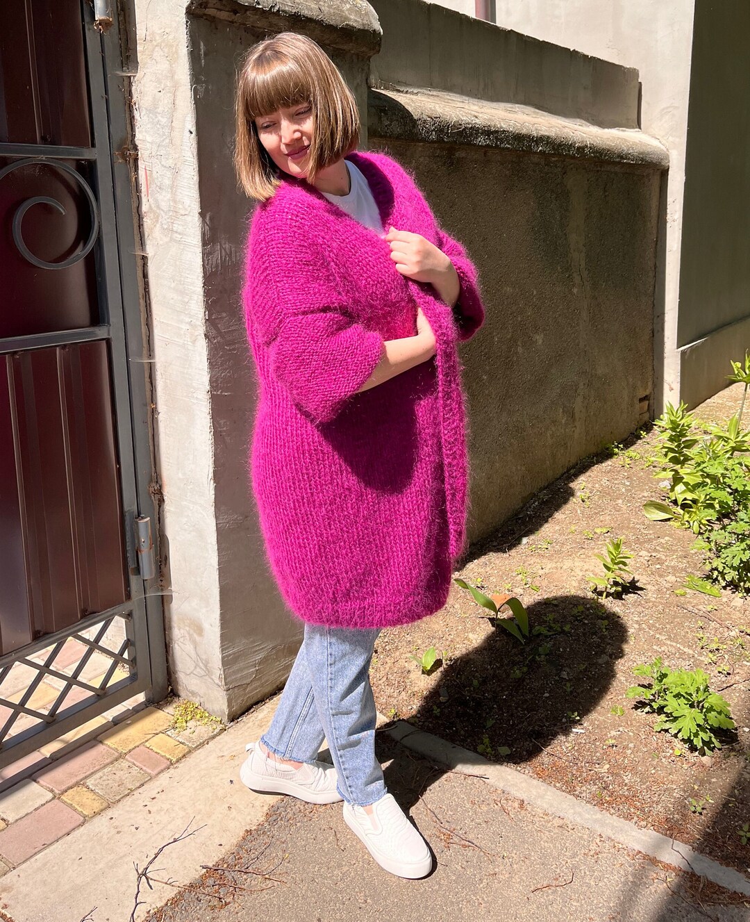 Chunky Knit Cardigan, Mohair Cardigan, Long Knit Cardigan