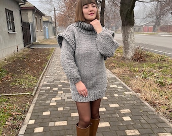 Chunky knit sweater, Sweater for women, Cable knit sweater, Oversized sweater, Merino wool sweater, Winter knitwear, Knit Turtleneck Sweater