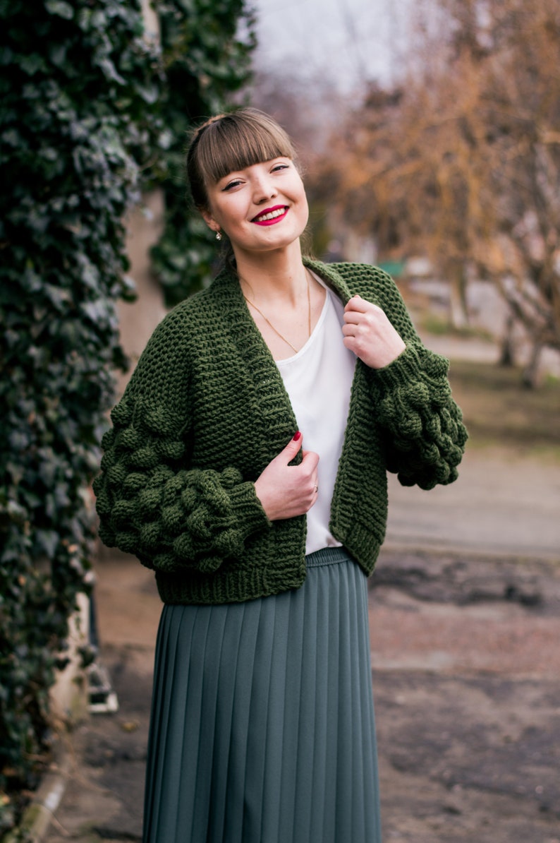 Cable knit cardigan, Bubble cardigan, Oversize cardigan, Knit cardigan and sweater women, Chunky knit cardigan image 5