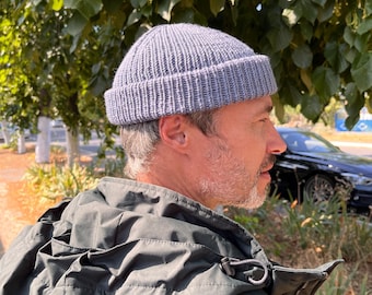 Winter hat, Merino wool fisherman hat, Beanie hat, Short Beanie, Watchman cap, Knit hat mens, Beanie for mens, Slouchy hat