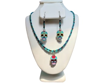 Chokers and earrings with sugar skulls / Calavera / Trendy chokers