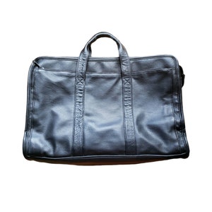 Vintage black leather briefcase crossbody strap