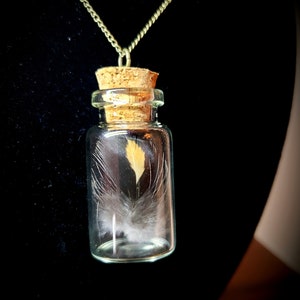 Glass Vial Feather Necklace / Handmade jewelry