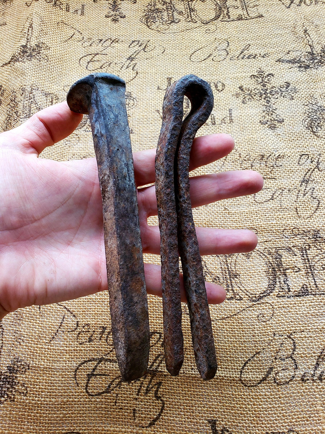 Vintage Rusty Cotter Pin and Railroad Spike / Metal Arts / Home