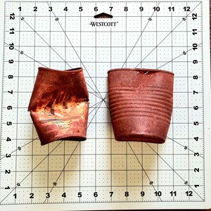 2 rusty metal cans / Primitive assemblage / Altered art /Metal working