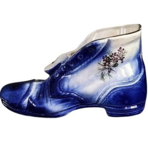 Vintage Blauwe Pot Keramische Pot GROTE Schoenvormige Pot Blauwe Delft Stijl Hollandse Kunst Handbeschilderd Porselein Nederland 1970