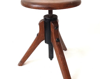 Lebber vintage® - 無垢材製調節可能なネジ式スツール、職人による