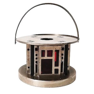 Scalda tè in stile ART DECO, lampada a petrolio decorativa Art Déco, scalda tè a olio con stoppino, vetro rosso, metallo nichelato, Paesi Bassi, 1920