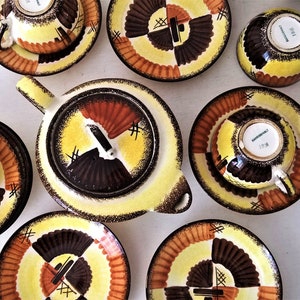 Art Deco style Germany Tableware 13 pieces Hand painted Kandinsky style FUTURISM Constructivist style Modernism West Germany 1960