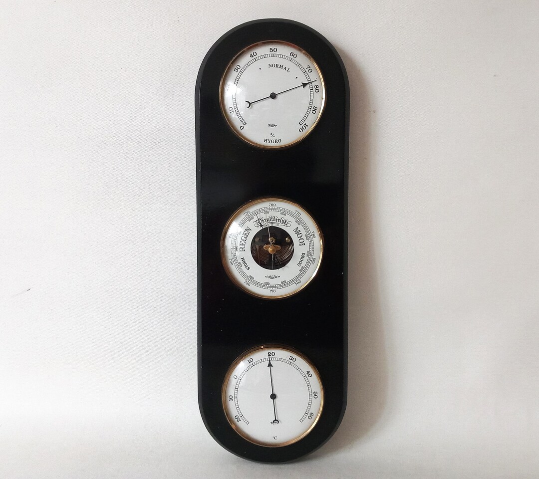 Vintage Barometer BLACK Barometer forecast Sati Etsy