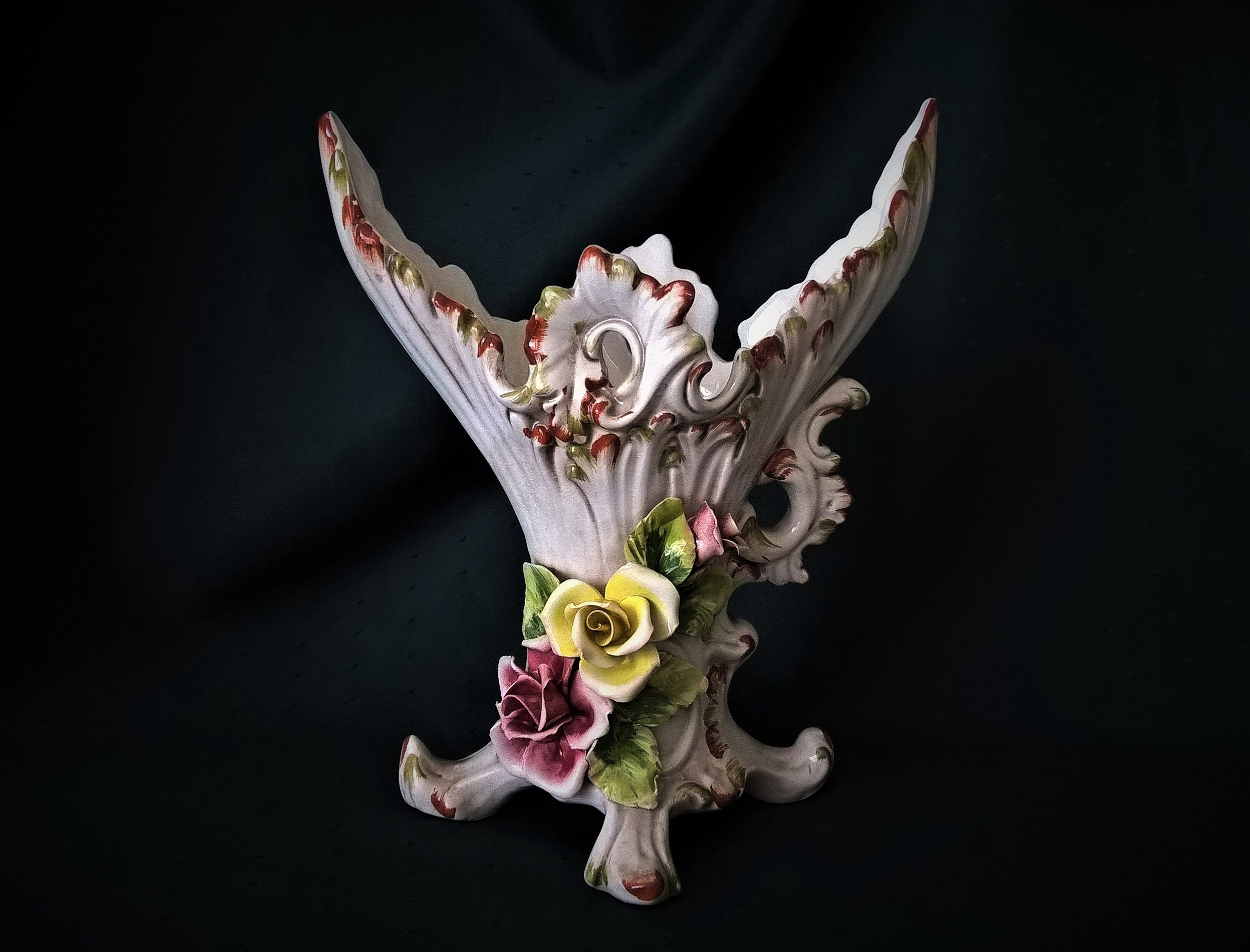 ヴィンテージ花瓶 1950年代 ハンドメイド磁器花瓶 V. Bassano