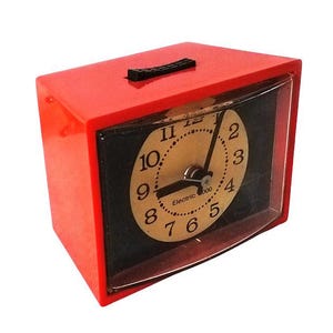 Vintage Table Clock Electric Clock Made in West Germany Alarm Clock Orange Clock West Germany 1960
