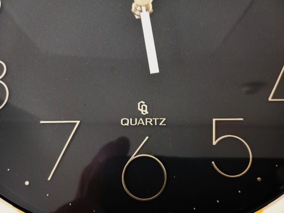 Vintage CITIZEN Quartz Wall Clock Gold & Black Glamor Mid-century