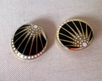 Art Deco stijl Oorclips METROPOLIS Vintage sieraden Clipoorbellen 1950.