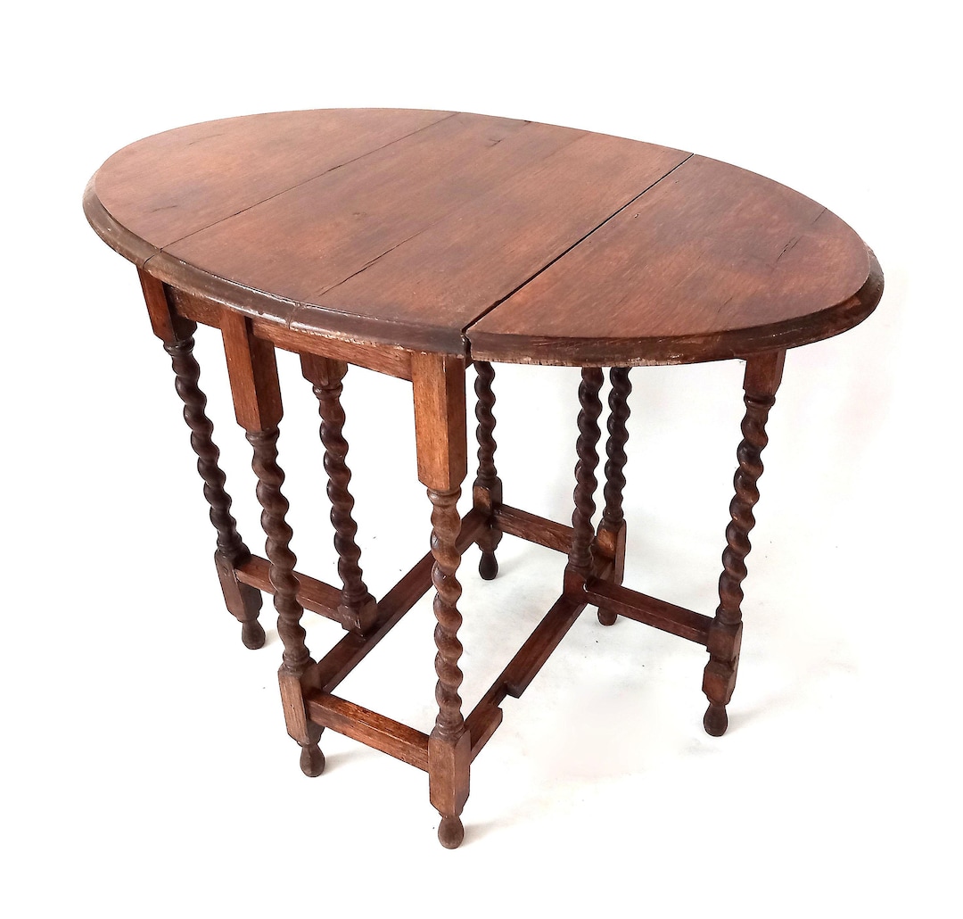 Antique Folding Table Oval Table Gateleg Table Folding Top Turned ...