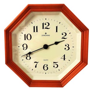 Vintage JUNGHANS Classic Wall Clock Octagonal Clock Design School Clock Wooden Wall Clock Retro Style Pub Clock Office Clock Germany 1980