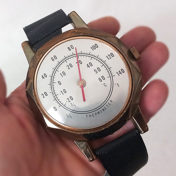 Thermomètre vintage GRAND Ø 8 cm Forme montre style POP ART Thermomètre Japon 1960