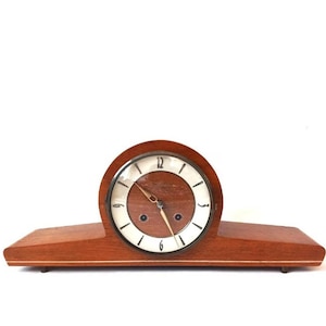 Vintage Junghans Table Clock Fireplace Clock Art Deco Style Dial West Germany 1950