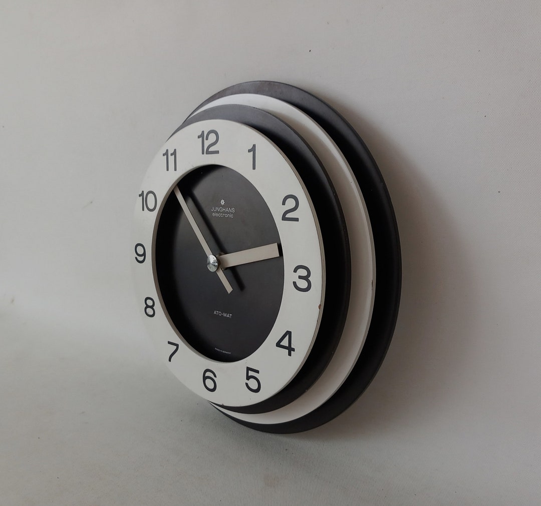 Vintage JUNGHANS Wall Clock Design Round Clock Space Age Black Etsy