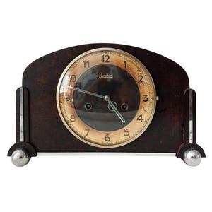 Antique Art Deco JUNGHANS Wooden Clock Pendulum Table Clock Pendule Clock Modernism Wind-Up Antique Clock with Pendulum Germany 1920