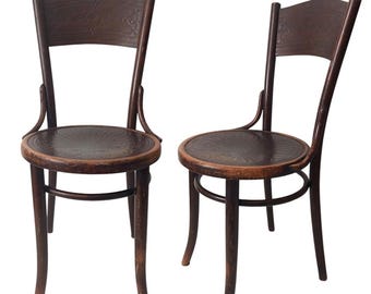 Vintage Set of 2 Thonet Bentwood Chairs No 219, Art Nouveau