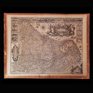 Carte antique de Petrus Kaerius GERMANIA INFERIORIS Carte célèbre Pays-Bas Carte décorative Gravures Amsterdam 1607 Réimpression Assen 1929