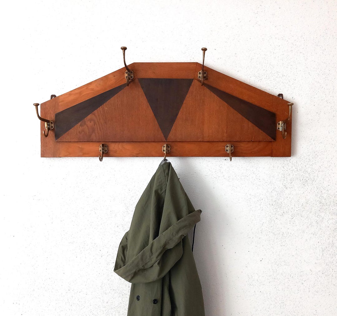 Art Deco Wall Coat Rack Amsterdam School Coat Rack 7 Hooks Inlaid ...