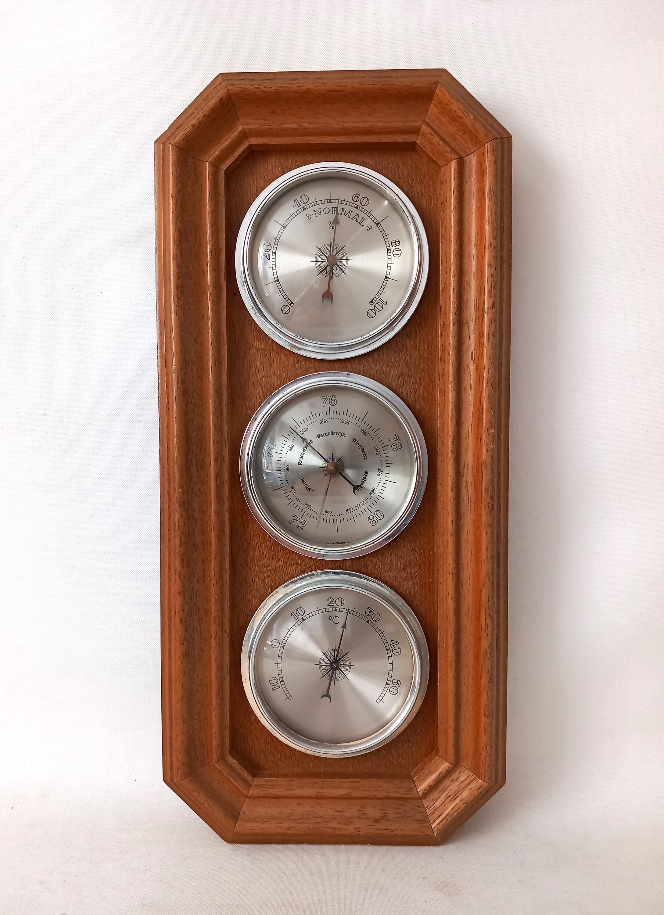 Vintage Barometer Oak Wood Barometer Retro Style Barometer Thermometer ...
